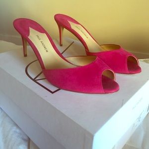 Paul Andrew fuschia suede heels